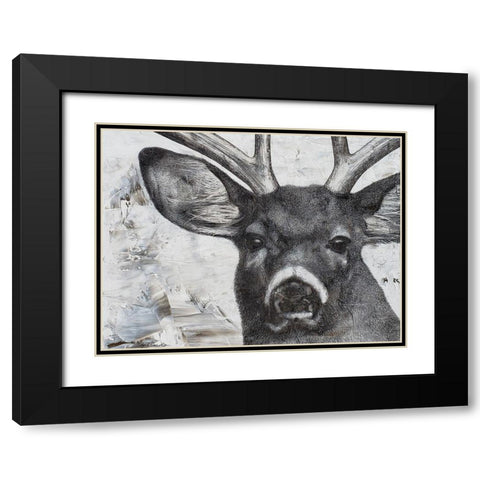 Deer landscape Black Modern Wood Framed Art Print with Double Matting by Cusson, Marie Elaine