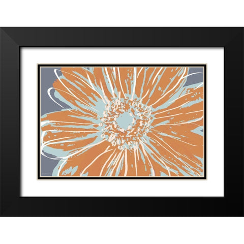 Flower Pop Sketch I-Blue and Orange Black Modern Wood Framed Art Print with Double Matting by Cusson, Marie Elaine
