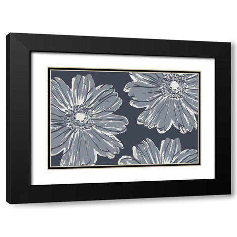 Flower Pop Sketch V-Shades of Grey Black Modern Wood Framed Art Print with Double Matting by Cusson, Marie Elaine