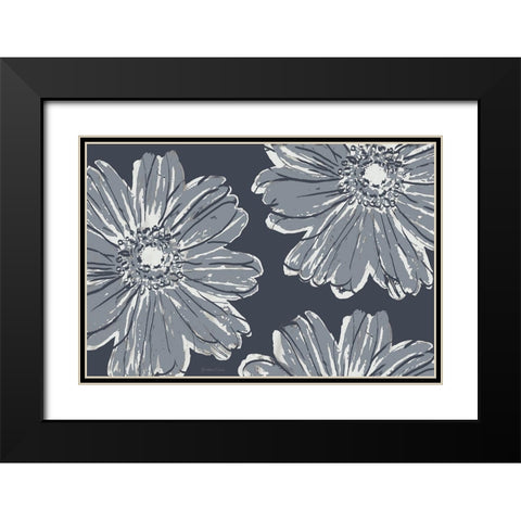 Flower Pop Sketch V-Shades of Grey Black Modern Wood Framed Art Print with Double Matting by Cusson, Marie Elaine