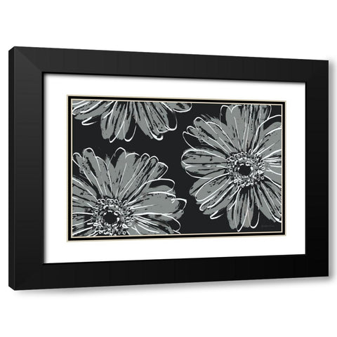 Flower Pop Sketch VII-Black BG Black Modern Wood Framed Art Print with Double Matting by Cusson, Marie Elaine