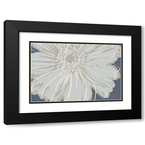 Flower Pop Sketch VIII-Blue BG Black Modern Wood Framed Art Print with Double Matting by Cusson, Marie Elaine