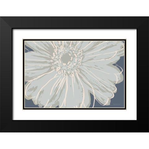 Flower Pop Sketch VIII-Blue BG Black Modern Wood Framed Art Print with Double Matting by Cusson, Marie Elaine