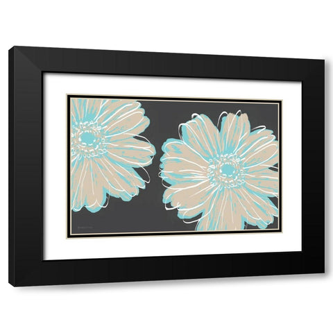 Flower Pop Sketch IX-Charcoal BG Black Modern Wood Framed Art Print with Double Matting by Cusson, Marie Elaine