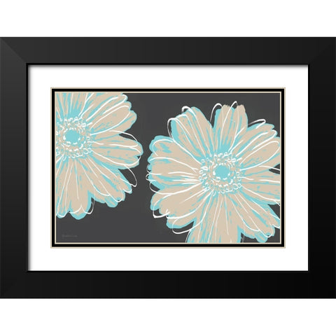 Flower Pop Sketch IX-Charcoal BG Black Modern Wood Framed Art Print with Double Matting by Cusson, Marie Elaine