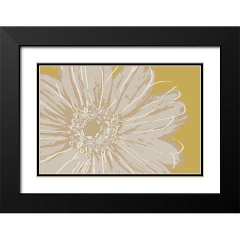 Flower Pop Sketch X-Yellow BG Black Modern Wood Framed Art Print with Double Matting by Cusson, Marie Elaine