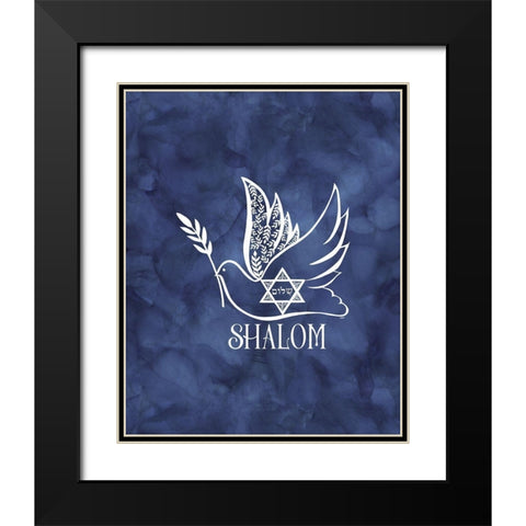 Festival of Lights blue portrait II-Shalom Dove Black Modern Wood Framed Art Print with Double Matting by Reed, Tara