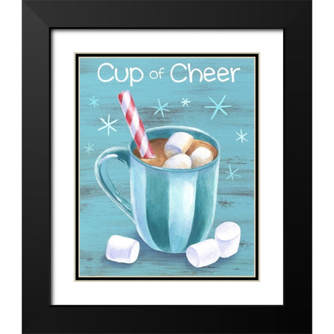 Peppermint Cocoa I-Cup of Cheer Black Modern Wood Framed Art Print with Double Matting by Wilson, Kelsey