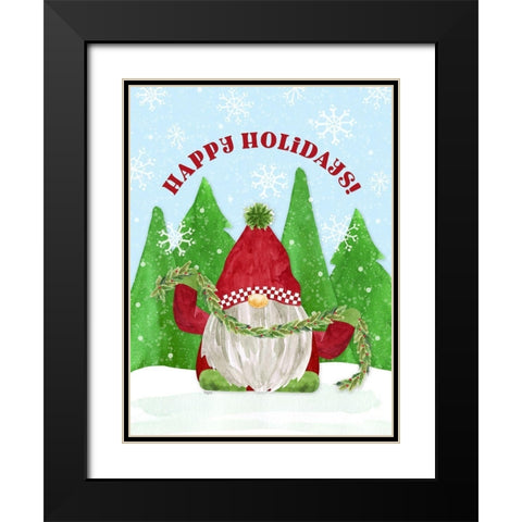 Gnome for Christmas portrait blue I-Holiday Black Modern Wood Framed Art Print with Double Matting by Reed, Tara