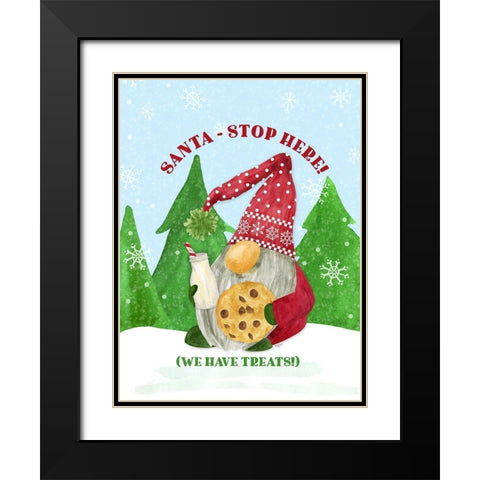 Gnome for Christmas portrait blue II-Santa Black Modern Wood Framed Art Print with Double Matting by Reed, Tara