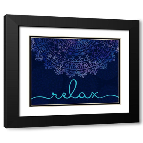 Cosmic Mandala III-Relax Black Modern Wood Framed Art Print with Double Matting by Noonday Design