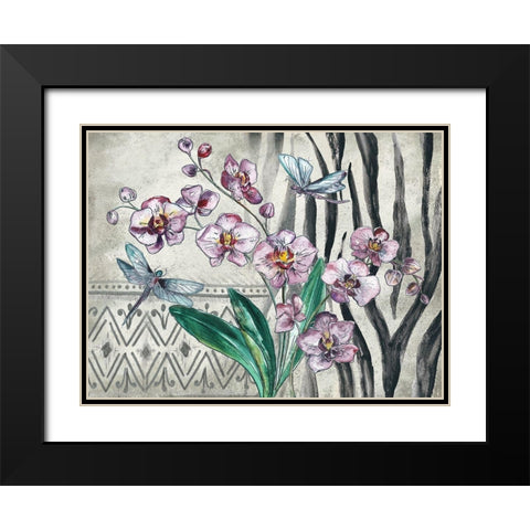 Boho Orchid landscape Black Modern Wood Framed Art Print with Double Matting by Tre Sorelle Studios