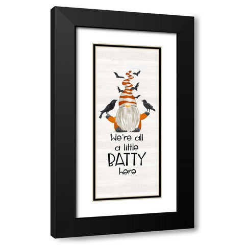 Gnomes of Halloween vertical I-Batty Black Modern Wood Framed Art Print with Double Matting by Reed, Tara