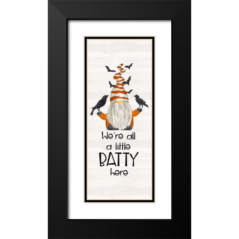 Gnomes of Halloween vertical I-Batty Black Modern Wood Framed Art Print with Double Matting by Reed, Tara