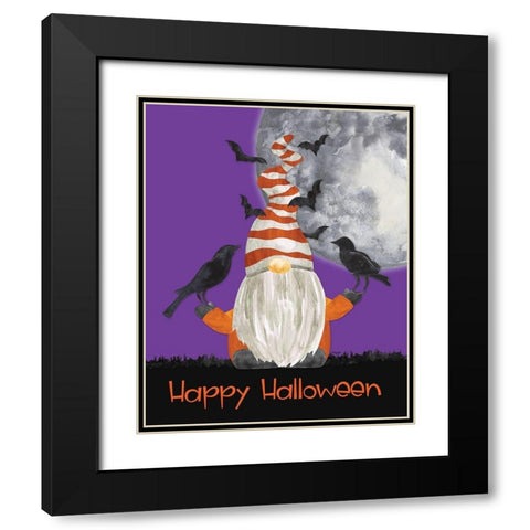 Gnomes of Halloween portrait II-Happy Halloween Black Modern Wood Framed Art Print with Double Matting by Reed, Tara