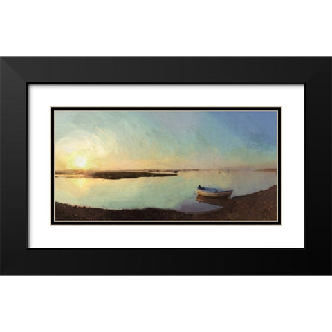 Shingle  Beach Black Modern Wood Framed Art Print with Double Matting by Bay, Noah