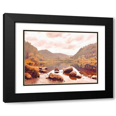 Lakeside  in Autumn Black Modern Wood Framed Art Print with Double Matting by Grafitee Studios