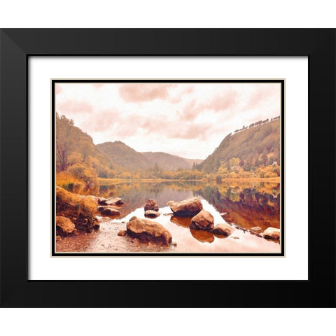 Lakeside  in Autumn Black Modern Wood Framed Art Print with Double Matting by Grafitee Studios