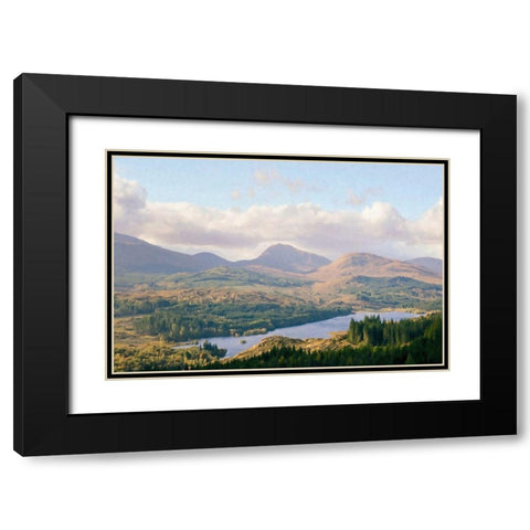 Overlook  of the Loche Black Modern Wood Framed Art Print with Double Matting by Grafitee Studios