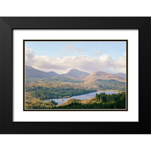 Overlook  of the Loche Black Modern Wood Framed Art Print with Double Matting by Grafitee Studios