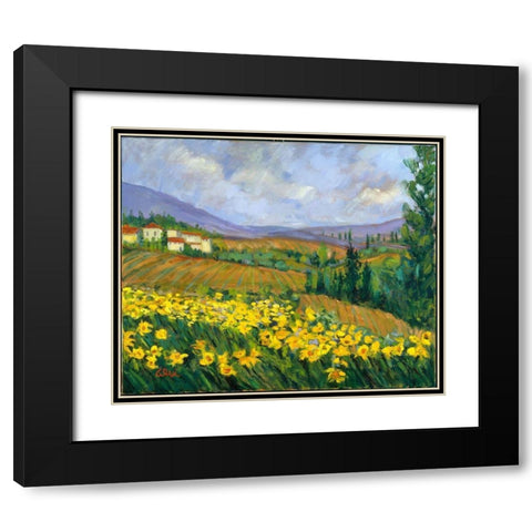 Field of Yellow Black Modern Wood Framed Art Print with Double Matting by Fine, Alexi