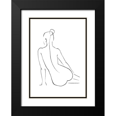 Line  Art Figure IV Black Modern Wood Framed Art Print with Double Matting by Bannarot