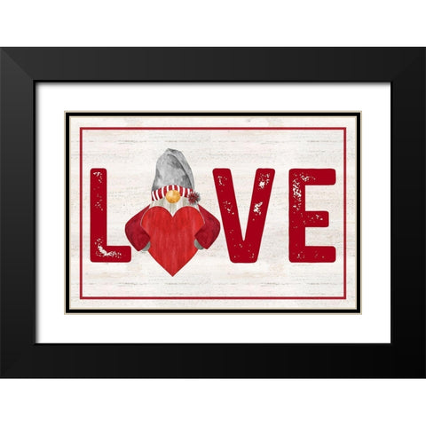 Valentine Gnomes landscape-Love Black Modern Wood Framed Art Print with Double Matting by Reed, Tara