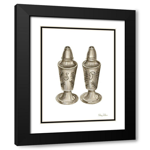 Vintage  Tableware IV-Salt and Pepper Black Modern Wood Framed Art Print with Double Matting by Wilson, Kelsey