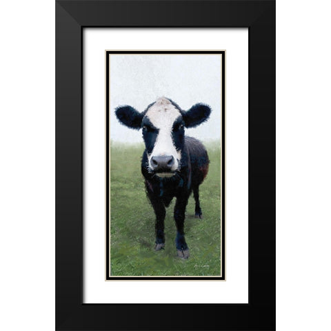 Funky  Cow I Black Modern Wood Framed Art Print with Double Matting by Cusson, Marie Elaine