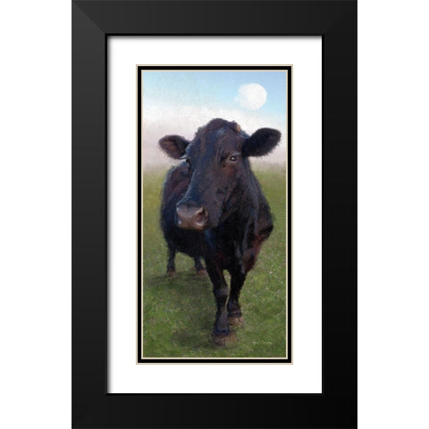 Funky  Cow II Black Modern Wood Framed Art Print with Double Matting by Cusson, Marie Elaine