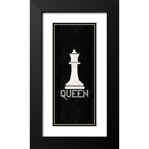 Chess Piece vertical black II-Queen Black Modern Wood Framed Art Print with Double Matting by Reed, Tara