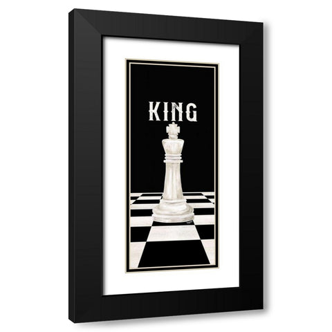 Rather be Playing Chess Pieces white panel V-King Black Modern Wood Framed Art Print with Double Matting by Reed, Tara
