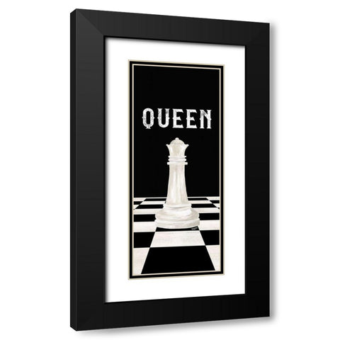 Rather be Playing Chess Pieces white panel VI-Queen Black Modern Wood Framed Art Print with Double Matting by Reed, Tara
