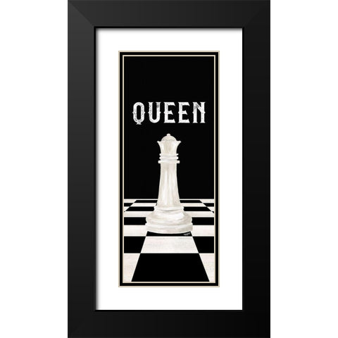 Rather be Playing Chess Pieces white panel VI-Queen Black Modern Wood Framed Art Print with Double Matting by Reed, Tara