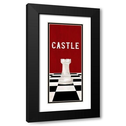 Rather be Playing Chess Pieces red panel II-Castle Black Modern Wood Framed Art Print with Double Matting by Reed, Tara