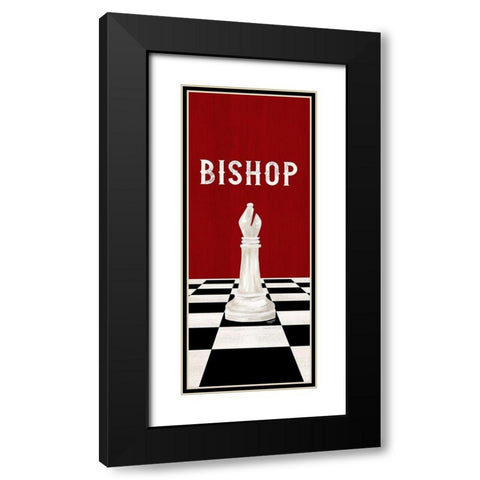 Rather be Playing Chess Pieces red panel IV-Bishop Black Modern Wood Framed Art Print with Double Matting by Reed, Tara