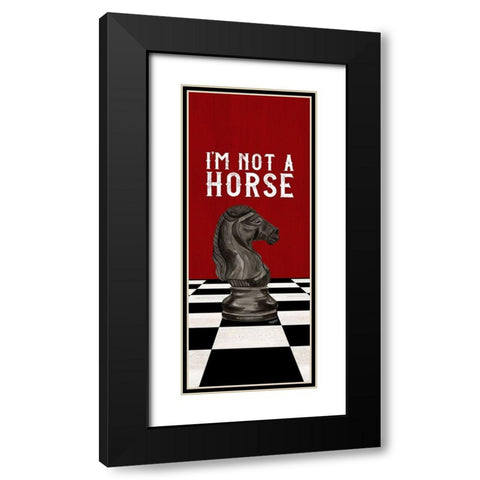 Rather be Playing Chess black on red panel IV-Not a Horse Black Modern Wood Framed Art Print with Double Matting by Reed, Tara