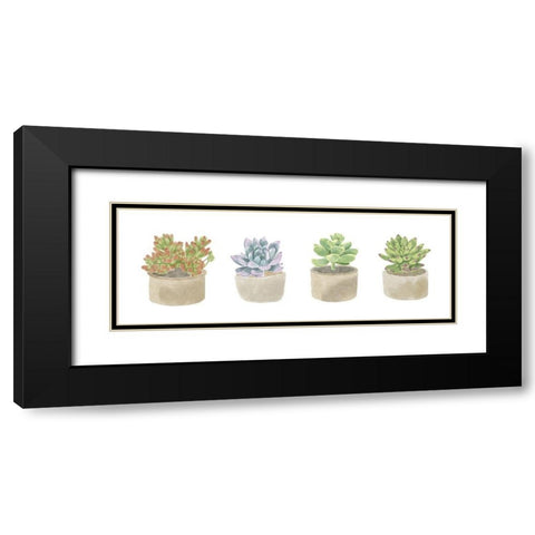 Simple Succulent panel Black Modern Wood Framed Art Print with Double Matting by Bannarot