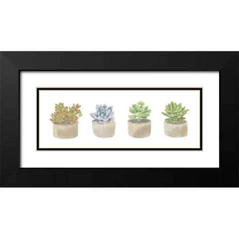 Simple Succulent panel Black Modern Wood Framed Art Print with Double Matting by Bannarot