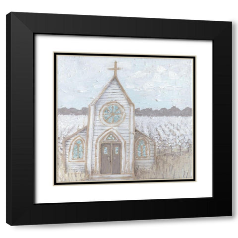 Farm Sketch Church Black Modern Wood Framed Art Print with Double Matting by Bryan, Kathleen