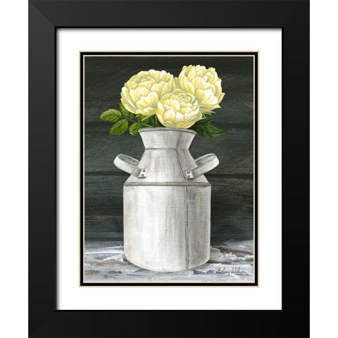 Farmhouse Garden IV-Peonies in jug Black Modern Wood Framed Art Print with Double Matting by Wilson, Kelsey