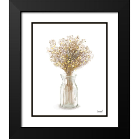 Dried  Flower yellow II Black Modern Wood Framed Art Print with Double Matting by Bannarot