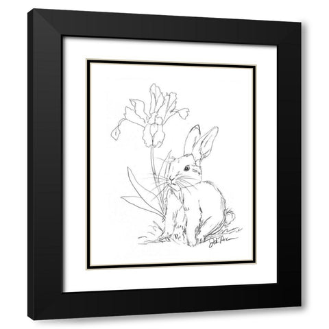 Bunny  Sketch Iris Black Modern Wood Framed Art Print with Double Matting by Augustine, Jodi