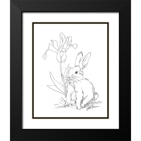 Bunny  Sketch Iris Black Modern Wood Framed Art Print with Double Matting by Augustine, Jodi