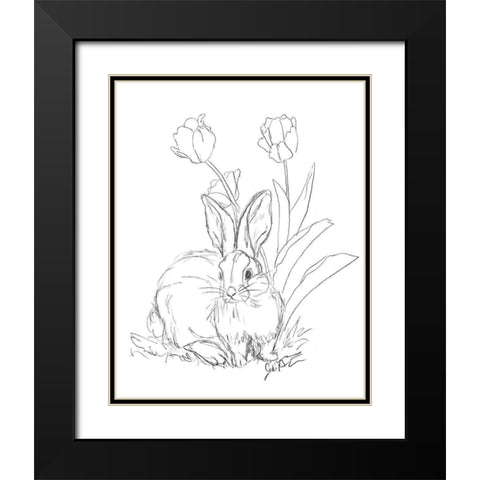 Bunny  Sketch Tulip Black Modern Wood Framed Art Print with Double Matting by Augustine, Jodi