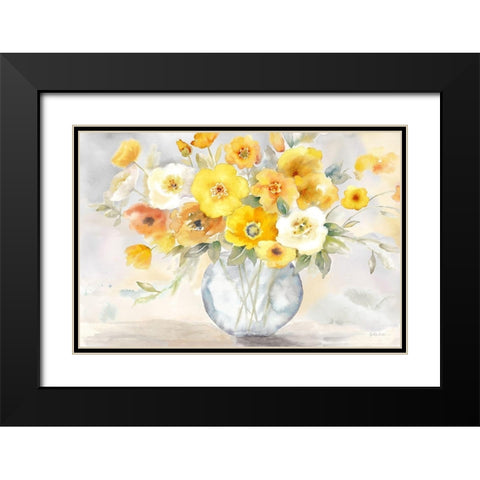 Bright Poppies  Vase yellow gray Black Modern Wood Framed Art Print with Double Matting by Coulter, Cynthia