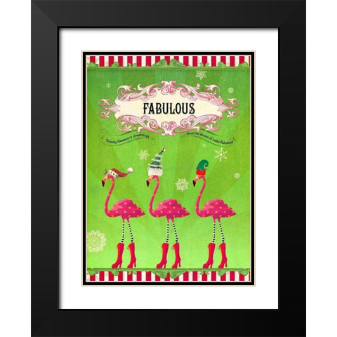 Colorful Christmas III-Fabulous Flamingo Black Modern Wood Framed Art Print with Double Matting by Duirwaigh