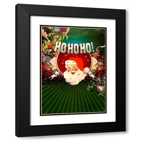 Colorful Christmas IV-HoHoHo Black Modern Wood Framed Art Print with Double Matting by Duirwaigh