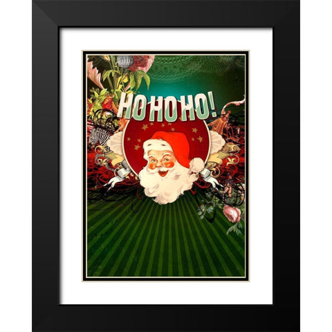 Colorful Christmas IV-HoHoHo Black Modern Wood Framed Art Print with Double Matting by Duirwaigh