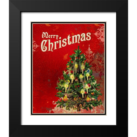 Colorful Christmas V-Merry Christmas Black Modern Wood Framed Art Print with Double Matting by Duirwaigh